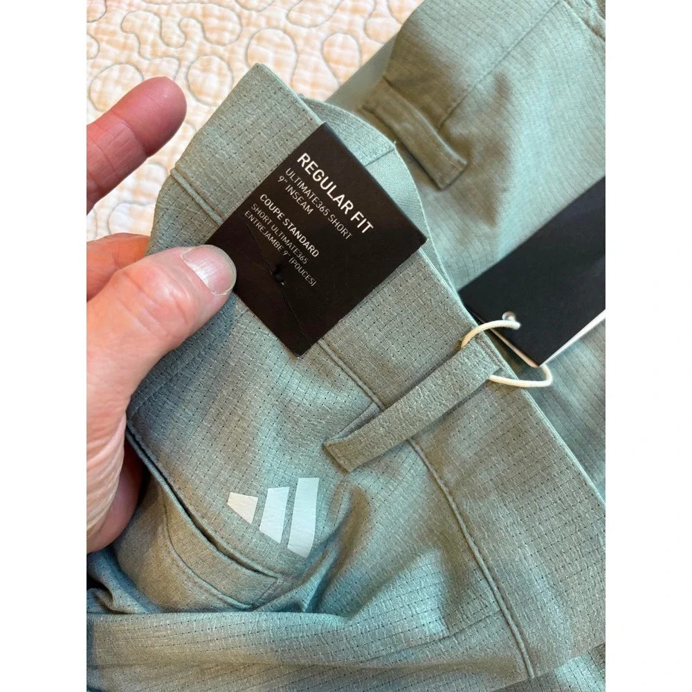 Adidas Mens Ultimate365 TX Golf Shorts Silver‎ Green 34 Regular Fit 9 Inseam